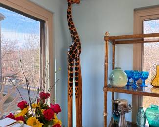 Monumental wooden giraffe 62"H x 8"W