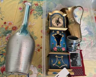 Trinket Box I decorative clock, pitcher, silver color vase