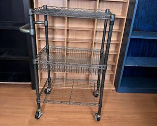 Mesh cart with handle, on lockable casters 36"H x 25"L x 16"