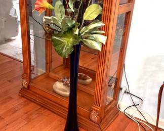 Tall sapphire blue floor vase 32"H