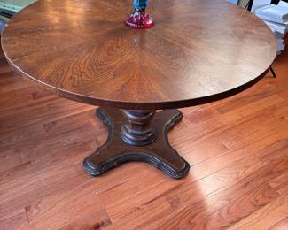 Round pedestal table, laminate, some wear and scratches 40"W