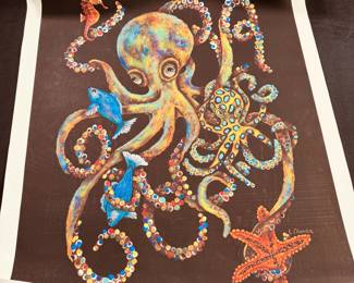Octopus print on canvas by Linda Conner (multiple available) 18" x 22"