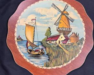 Dutch windmill painting on board by Linda Conner 12"