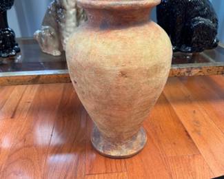 Large pottery vase, rim has a glue repair 12"