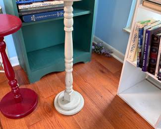 White wooden plant stand (some wear to paint) 26"H x 5"W