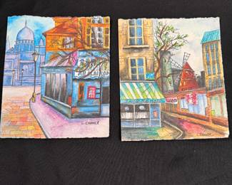 Paintings on paper, streets of Paris by Linda Conner 7" x 6"