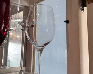 Tall clear crystal wine glasses (2)