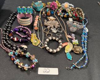 Jewelry Lot#22 hand-beaded necklaces, bracelets, rhinestone-style bracelets