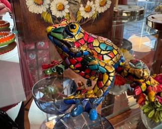 Barcino mosaic frog figurine 3"L