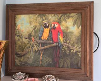 Parrots print on canvas 22" x 26"