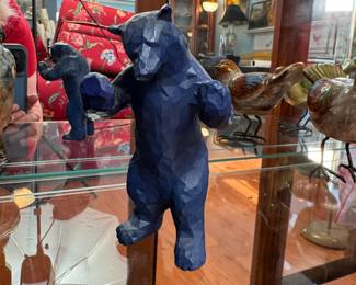 Blue bear resin figurine 4"H