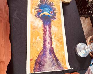 Ostrich print on canvas 24/25" x 12"