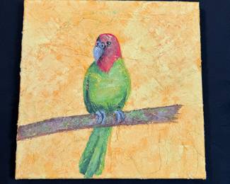Parrot painting on canvas, unsigned, 12"