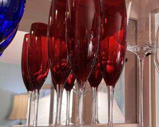 Ruby red champagne flutes (4)