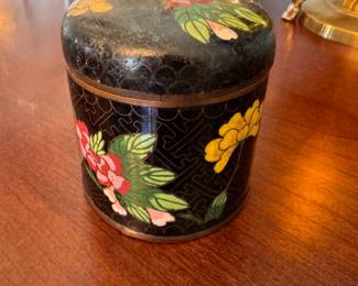 Black floral Cloisonné box 2.5"