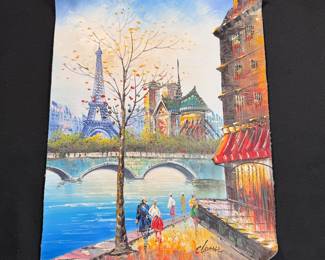 Original painting on canvas, Paris by Clarisse 17" x 13"