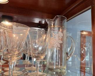 Stemware with clear pitcher