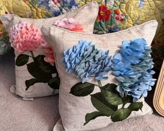 Decorative hydrangea throw pillows 12"