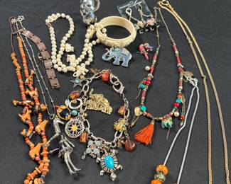 Jewelry Lot#6: necklaces, bracelets, & some elephant-themed pieces