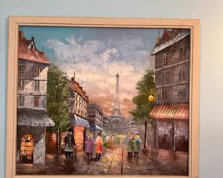Paris cityscape painting on canvas 28" x 24"