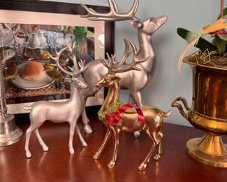 Three resin/plastic reindeer, tallest is 14"