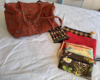 Paisley tote bag 18"W and small makeup bags  with some wear