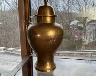 Brass urn jar, minor wear, 12"H