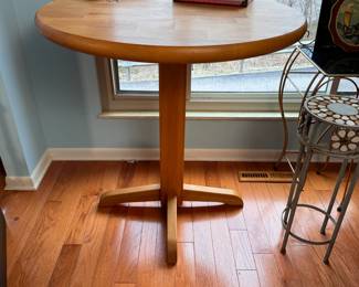 Wooden bistro table, minor scratches, 38"H x 34"W