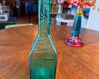 Teal blue 10" Blenko glass vase