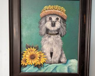 Rosie painting on canvas, original by Linda Conner 25" x 22"