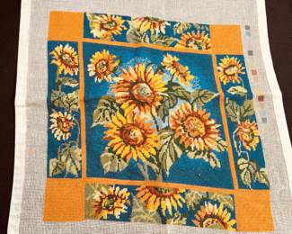Needlepoint Lot O:  Sunflowers13"