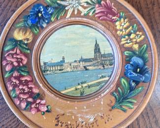 Vintage Frankfurt, painted wooden plate (1962) 7"