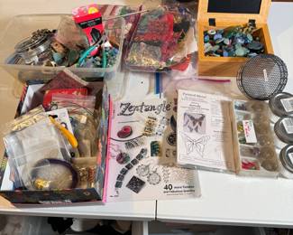 Box Lot#86 beading and jewelry making supplies, wire, stones, jewelry bags