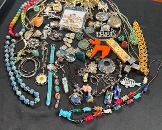 Jewelry Lot#25 fetish and beaded necklaces, pendants, rings, bracelets, earrings