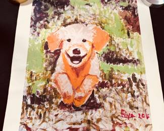 Dog print on canvas by Riya 22" x 20"