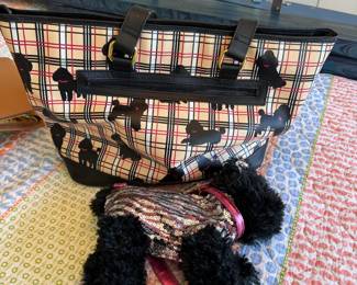 Plush poodle purse and vinyl poodle purse (9" x 15"), both with some wear