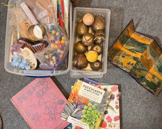 Box Lot#51 books, wooden craft supplies