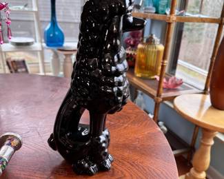 Decorative black ceramic poodle 12"