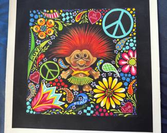 Peace and Love artwork print on canvas by Linda Conner (multiple available) 11" x 11"
