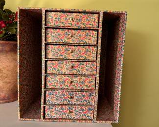 Colorful pressed cardboard storage box with drawers 13"H x 12"W x 9"D