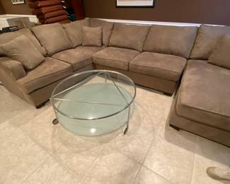 Bloomingdales sectional, 88 by 132 by 67 deep on chaise side