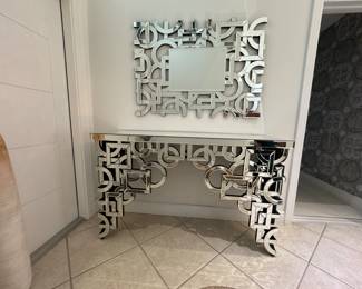 Modern table and mirror set 