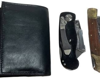 Genuine Leather Wallet and Pocket Knives