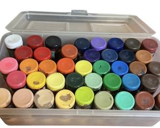 Acrylic Paints and Storage Bin