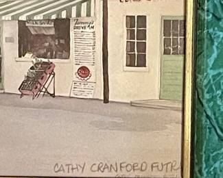FRAMED/SIGNED/NUMBERED CATHY CRANFORD FUTRAL "TOMMY'S DRIVE IN", 72/300