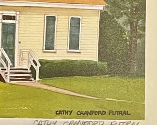 FRAMED/SIGNED/NUMBERED CATHY CRANFORD FUTRAL "ASHEBORO FEMALE ACADEMY" PRINT,  45/200
