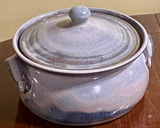 COVERED POTTERY CASSEROLE - TURN & BURN POTTERY, SEAGROVE, NC