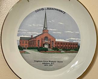 100th ANNIVERSARY PLATE  -  NEIGHBORS GROVE WESLEYAN CHURCH, ASHEBORO, NC,   1897 - 1979