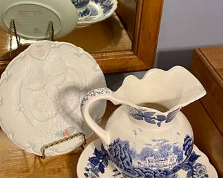 PRECIOUS MOMENTS PLATE, 

WATER/PITCHER SET(SOLD)