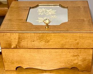HAND-CRAFTED JEWELRY BOX WITH VANITY MIRROR